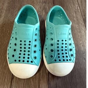Native Jefferson Kids Slip On Water Shoes Teal Blue Aqua Size C7